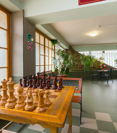Санаторий «Лесная поляна», Пятигорск. Зона отдыха, игра в шахматы Санаторий «Лесная поляна», Пятигорск. Зона отдыха, игра в шахматы