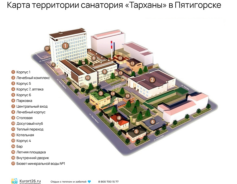 Санаторий «Тарханы», Пятигорск. Карта территории Санаторий «Тарханы», Пятигорск. Карта территории