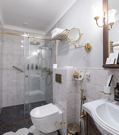 Оздоровительный комплекс " Лермонтовские ванны", 1-комнатный двухместный «Комфорт», ванная комната Оздоровительный комплекс " Лермонтовские ванны", 1-комнатный двухместный «Комфорт», ванная комната